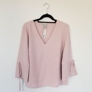 H&M light pink blouse top